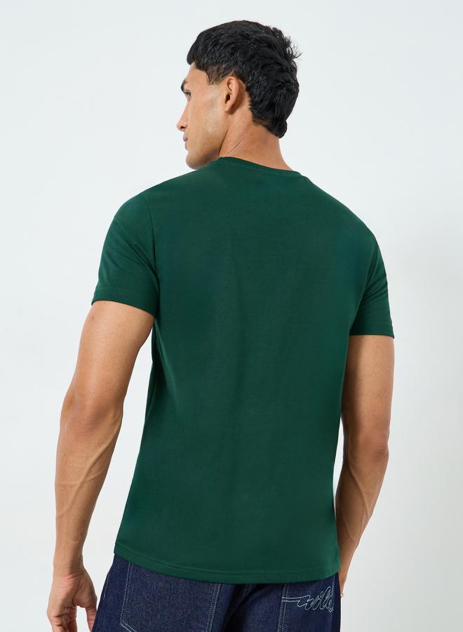 Styli Men Green Detroit Graphic Print Crew Neck T-Shirt - Image 3